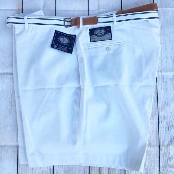 Knightsbridge White W/Belt Shorts Flat Front 50 - Picture 1 of 8